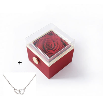 Valentine’s Day & Anniversary Surprise – Eternal Preserved Rose Gift for Women, Rotating Rose Jewelry Gift Box - Worthiy