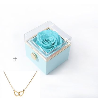 Valentine’s Day & Anniversary Surprise – Eternal Preserved Rose Gift for Women, Rotating Rose Jewelry Gift Box - Worthiy
