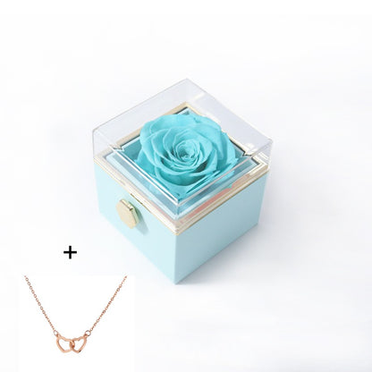 Valentine’s Day & Anniversary Surprise – Eternal Preserved Rose Gift for Women, Rotating Rose Jewelry Gift Box - Worthiy