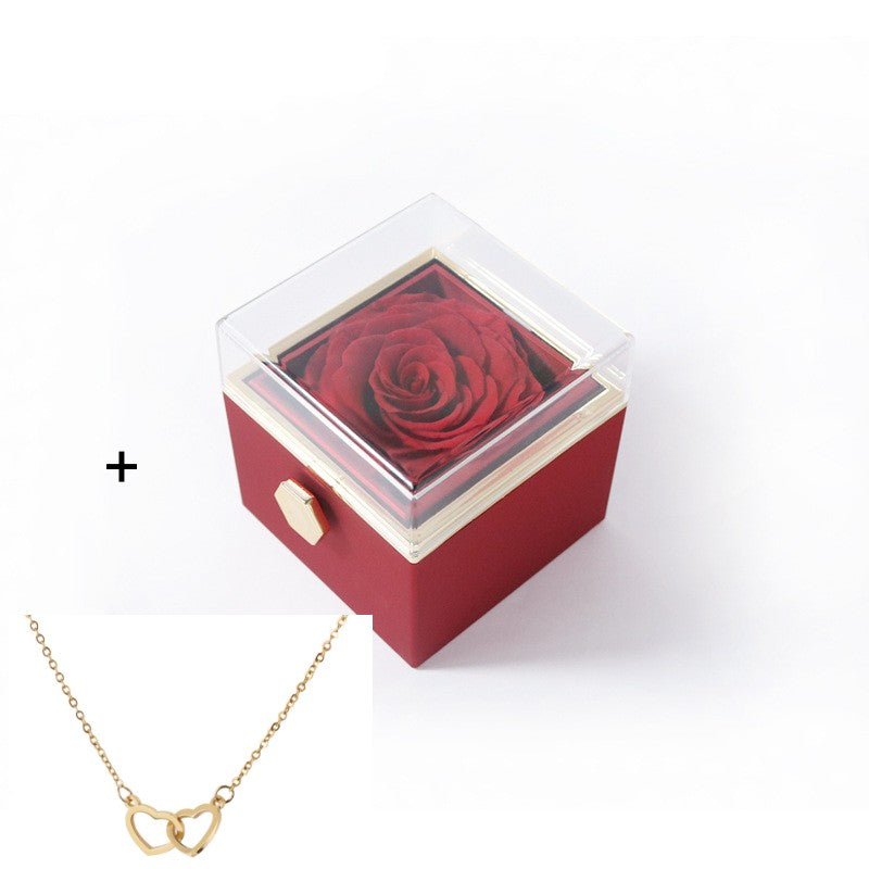 Valentine’s Day & Anniversary Surprise – Eternal Preserved Rose Gift for Women, Rotating Rose Jewelry Gift Box - Worthiy