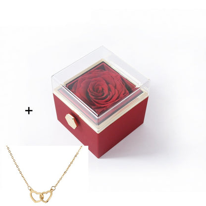Valentine’s Day & Anniversary Surprise – Eternal Preserved Rose Gift for Women, Rotating Rose Jewelry Gift Box - Worthiy