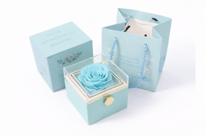 Valentine’s Day & Anniversary Surprise – Eternal Preserved Rose Gift for Women, Rotating Rose Jewelry Gift Box - Worthiy