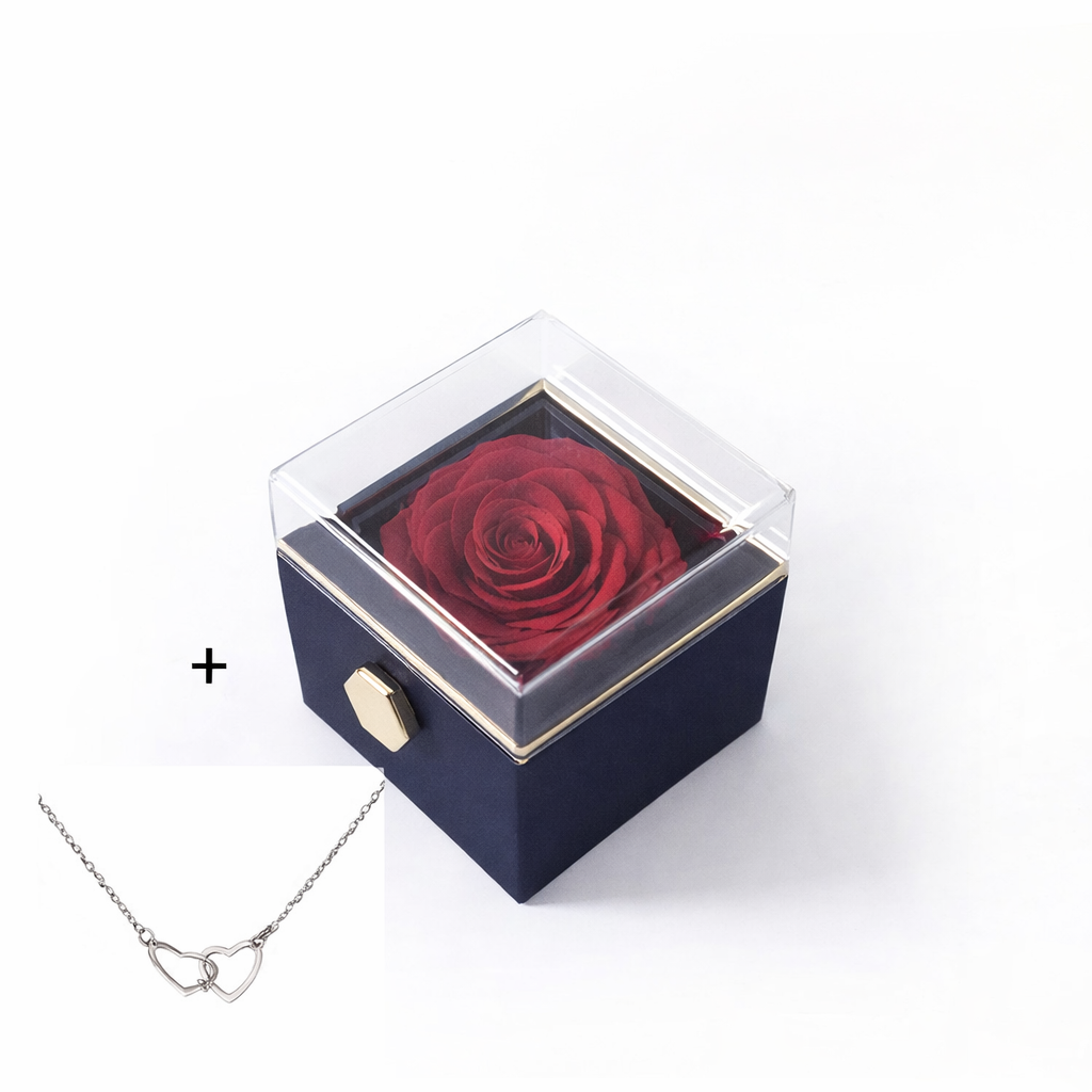 Valentine’s Day & Anniversary Surprise – Eternal Preserved Rose Gift for Women, Rotating Rose Jewelry Gift Box - Worthiy